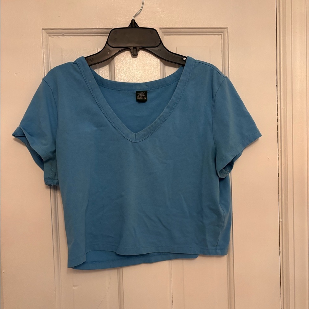 Blue V-Neck Women's Top